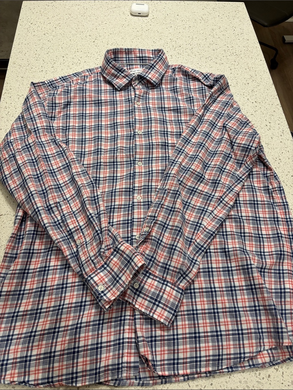 Men's Long-Sleeve Plaid Button-Up Shirt - Orange& Blue